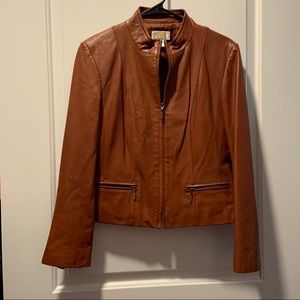 Talbots 100% leather jacket- brown, NWOT